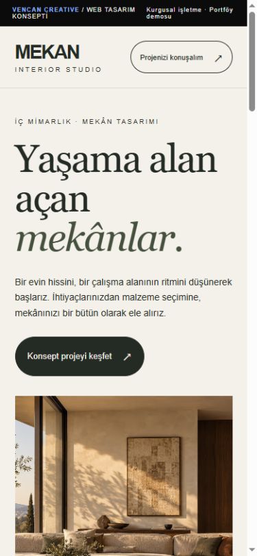 Aynı web tasarımının mobil görünümü